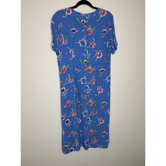 Vintage Worthington Chiffon Flowy Midi Dress Blue Sz 14 Large - Picture 6 of 9